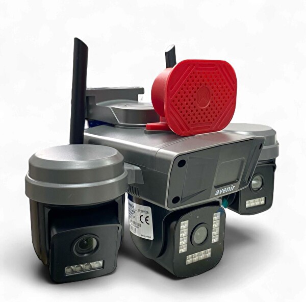 Avenir AV-S308 6MP 3 Kameralı Sirenli Wifi Kamera - Gri