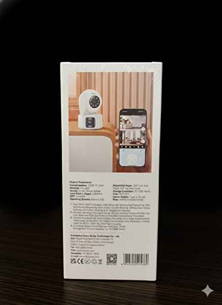 Yesido KM16 Gece Görüşlü Dual Kamera 360° Dönebilen Alarmlı Wifi IP İç Mekan Güvenlik Kamerası