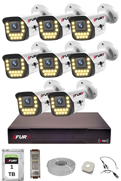 Fury 8'li Sesli 15 Warm Led Gece Renkli Görüş Su Geçirmez Güvenlik Kamerası Seti 1 TB