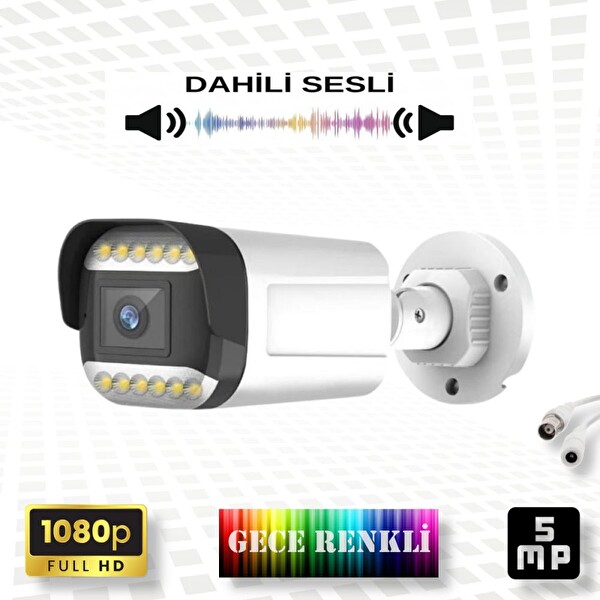 Bises 1'li Sesli Araç İnsan Yüz ve Hareket Algılayan 5 MP Lens 12 Warm Led Gece Renkli Kamera Seti 312WS