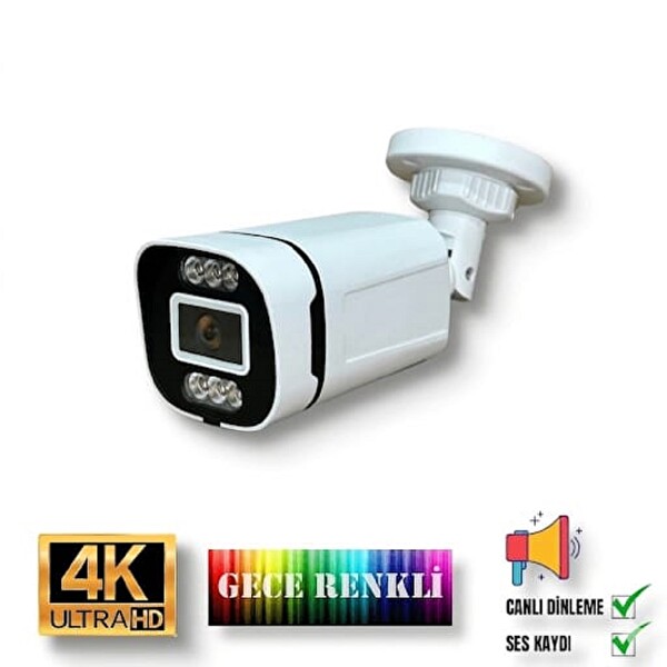 Bises 2'li Yapay Zeka Destekli 5 MP Görüntü POE li Sesli 6 Warm Led Gece Renkli IP Kamera Seti 4386WS