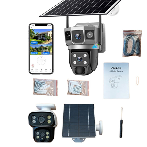 Hzl Store CMR 51 4MP Çift Lensli PTZ WiFi Güvenlik Kamerası - Gece Görüşlü Hareket Takipli Akıllı Dış Mekan Kamera