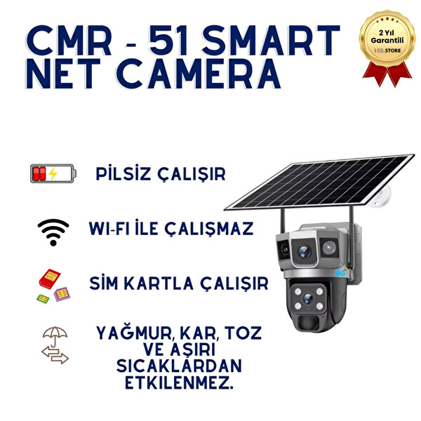 Hzl Store CMR 51 4MP Çift Lensli PTZ WiFi Güvenlik Kamerası - Gece Görüşlü Hareket Takipli Akıllı Dış Mekan Kamera