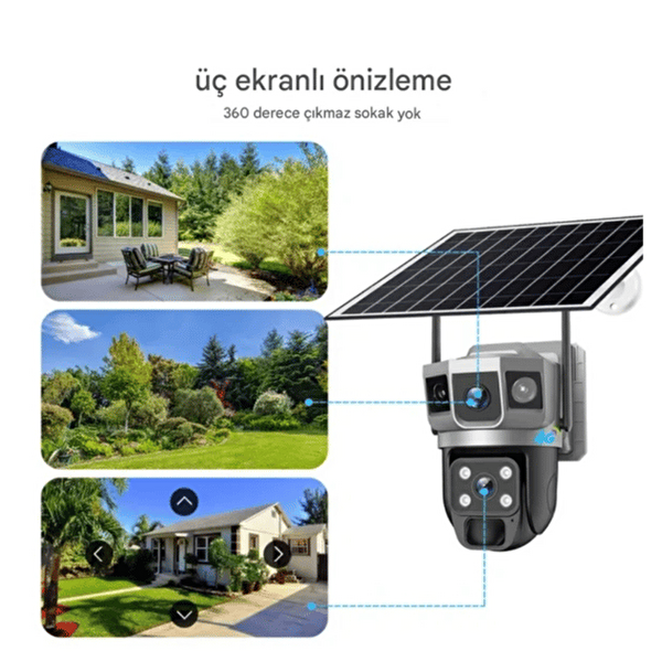 Hzl Store CMR 51 4MP Çift Lensli PTZ WiFi Güvenlik Kamerası - Gece Görüşlü Hareket Takipli Akıllı Dış Mekan Kamera
