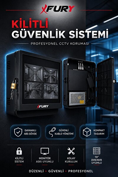 Fury DVR NVR Kamera Kayıt Cihazı Kabini ABS 42x32x11 CM Plastik Monitör Askı Kutusu