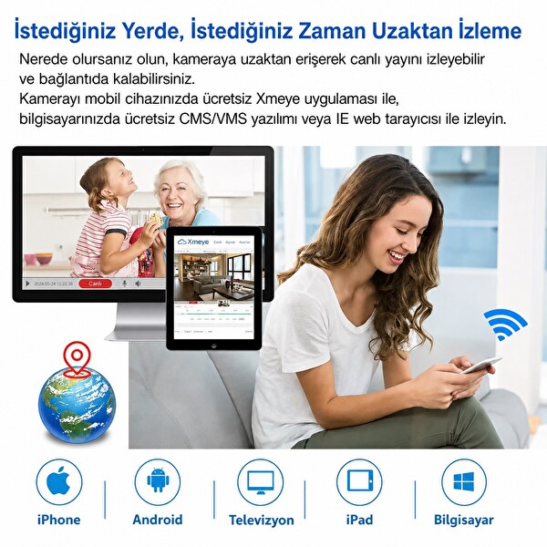 MPIA Shiro 16 MP Full HD 4 Lensli Sesli Görüşmeli Wi-Fi İp Güvenlik Kamerası
