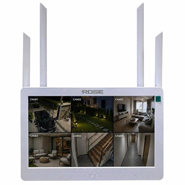 Rose 6 PTZ Wifi Kameralı 10.1'' LCD Ekranlı Sesli Kablosuz Wifi Kamera Seti