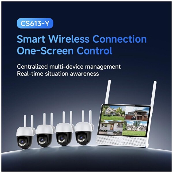 Vstarcam CS613-Y 4 PTZ Kameralı Lcd Ekranlı Sesli Kablosuz Wifi Kamera Seti