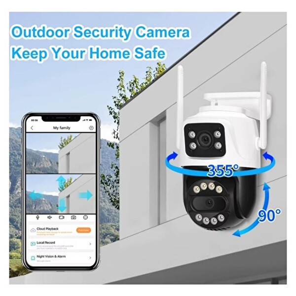 Electroon RS-5112 2x2MP 2 Kameralı Akıllı Wi-Fi Güvenlik Kamerası