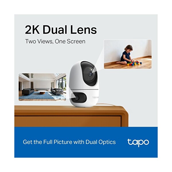 TP-Link Tapo C245D 2k 3MP Çift Lensli Akıllı 360 Derece Geniş Açı ve Tele-Lens Akıllı Hareket Takibi Aı Kişi Güvenlik Kamerası