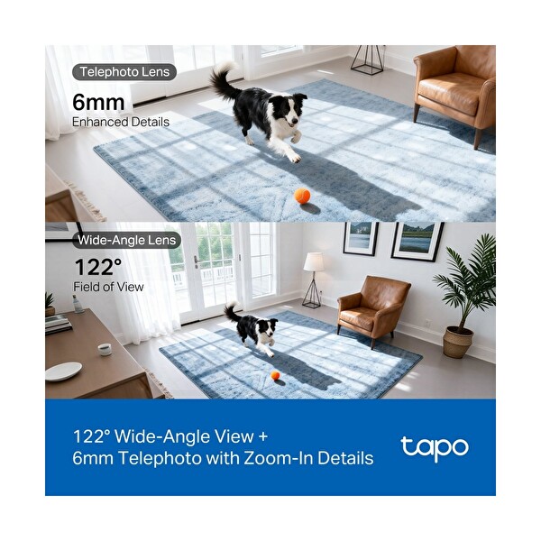 TP-Link Tapo C245D 2k 3MP Çift Lensli Akıllı 360 Derece Geniş Açı ve Tele-Lens Akıllı Hareket Takibi Aı Kişi Güvenlik Kamerası