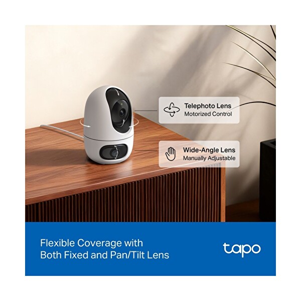 TP-Link Tapo C245D 2k 3MP Çift Lensli Akıllı 360 Derece Geniş Açı ve Tele-Lens Akıllı Hareket Takibi Aı Kişi Güvenlik Kamerası