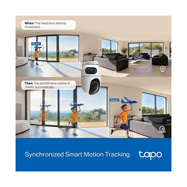TP-Link Tapo C245D 2k 3MP Çift Lensli Akıllı 360 Derece Geniş Açı ve Tele-Lens Akıllı Hareket Takibi Aı Kişi Güvenlik Kamerası