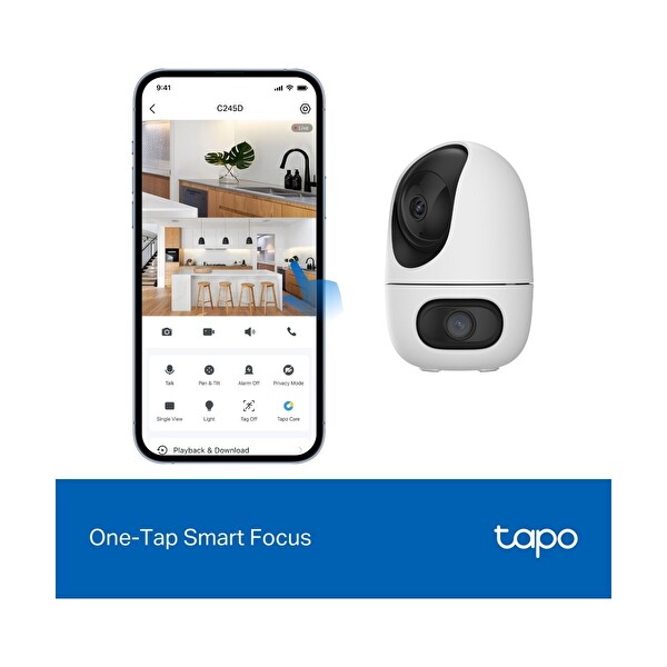 TP-Link Tapo C245D 2k 3MP Çift Lensli Akıllı 360 Derece Geniş Açı ve Tele-Lens Akıllı Hareket Takibi Aı Kişi Güvenlik Kamerası