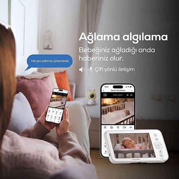 Neutron NTL-BC-04WBM Bebek Kamerası Ebeveyn Ekranlı ve Ninni Özellikli Bebek Kamerası