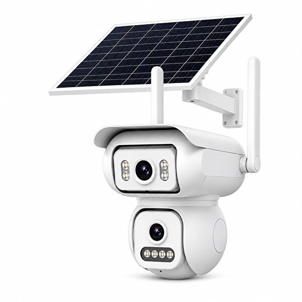 Bises 6 MP Solar PTZ Çift Lensli 4G SIM Kartlı Kablosuz Güvenlik Kamerası 4G-BS-W2