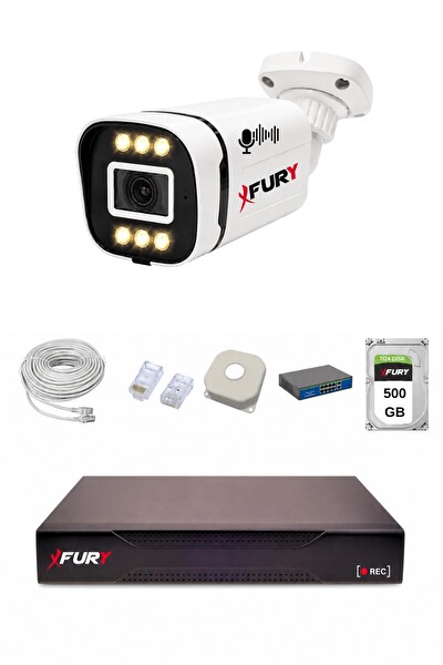 Fury IP 1 Kameralı 1080P Sesli 6 Warm LED Renkli Gece Görüşlü Güvenlik Kamera Sistemi 500GB 1606