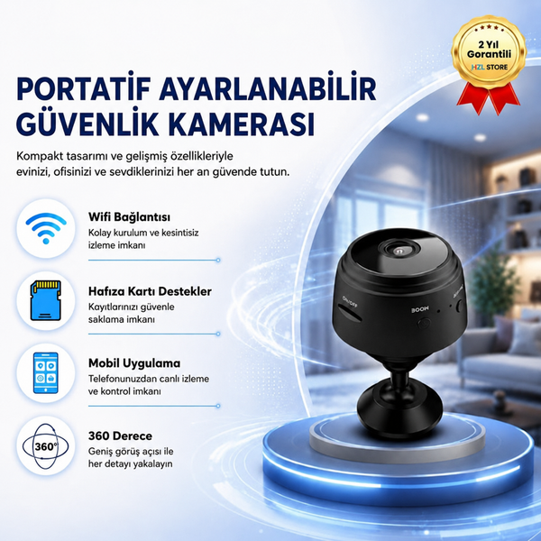 Hzl Store CMR-49 Portatif Küçük Ayarlanabilir Güvenlik Kamerası Siyah