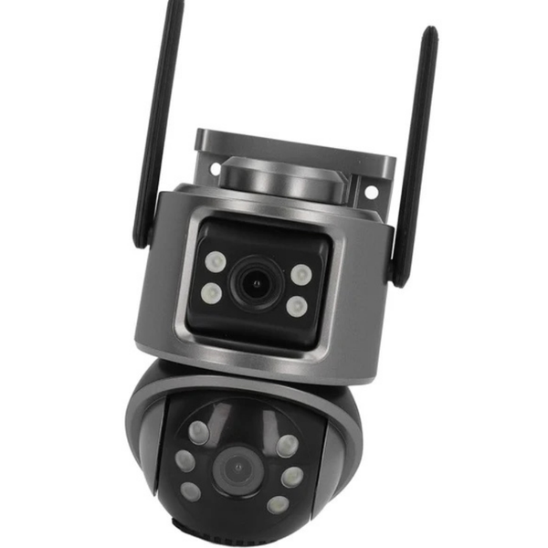 Hzl Store Cmr-61 6 MP Çift Lensli WiFi Gece Görüşlü Hareket Takipli Akıllı Güvenlik Kamerası Gri