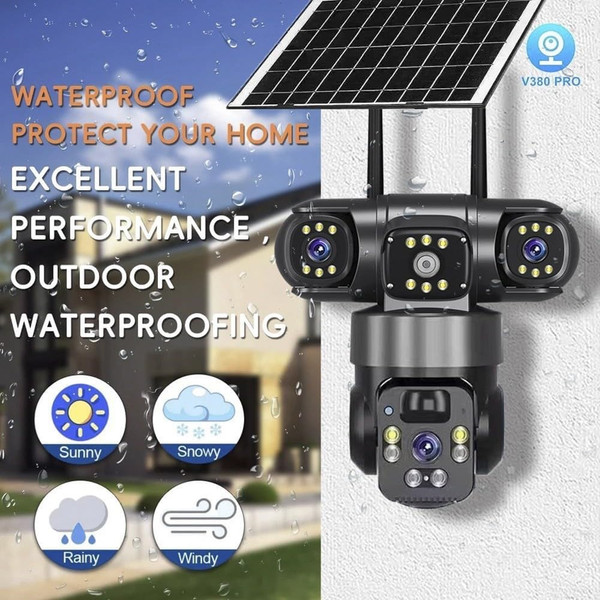 Hzl Store CMR-51 Güneş Enerjili 4G SIM Kartlı Kablosuz Çift Lens 1080P Su Geçirmez Güvenlik Kamerası Siyah