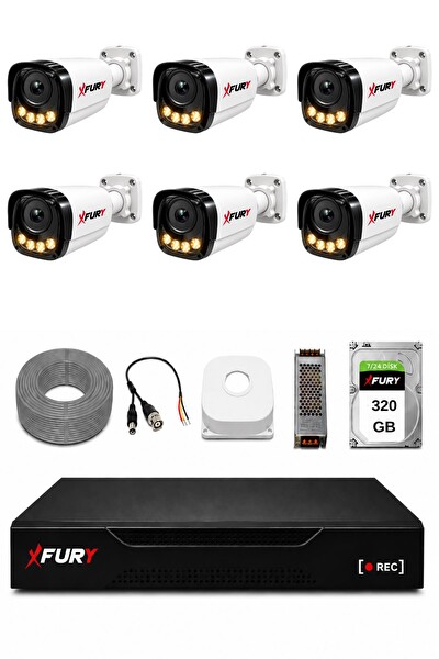 Fury 6 Kameralı Güvenlik Kamera Seti 4 Warm LED Gece Renkli Görüş 320 GB HDD