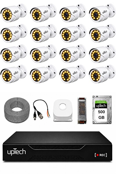 Uptech Full HD 16 Kameralı Gece Renkli Görüş Su Geçirmez Güvenlik Kamera Seti 1 TB HDD 2239