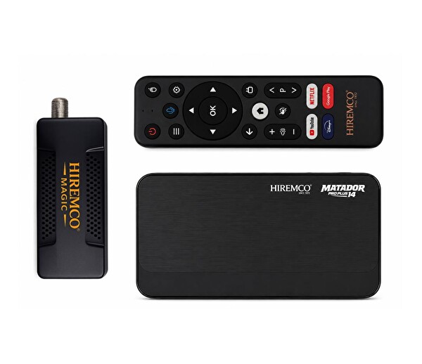 Hiremco Matador Pro Plus 14 + Magic USB-A Kurulu Uydu Seti 4K Android TV Box