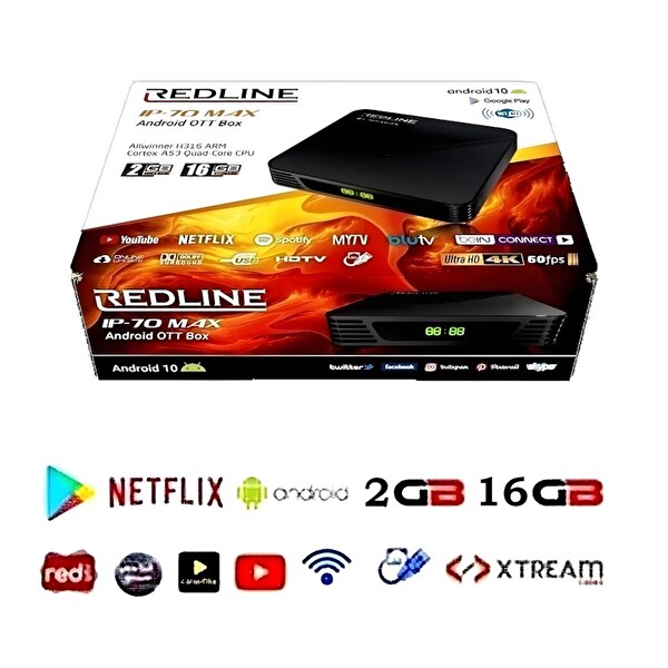 Redline IP-70 Max 16 GB 4K Android TV Box Uydu Alıcı