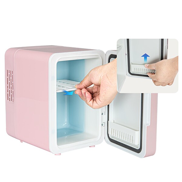Mioji Mio 212 4 L LED Işıklı Kozmetik Makyaj Krem Sıcak ve Soğuk Ayarlı Taşınabilir Fridge Pembe Mini Dolap