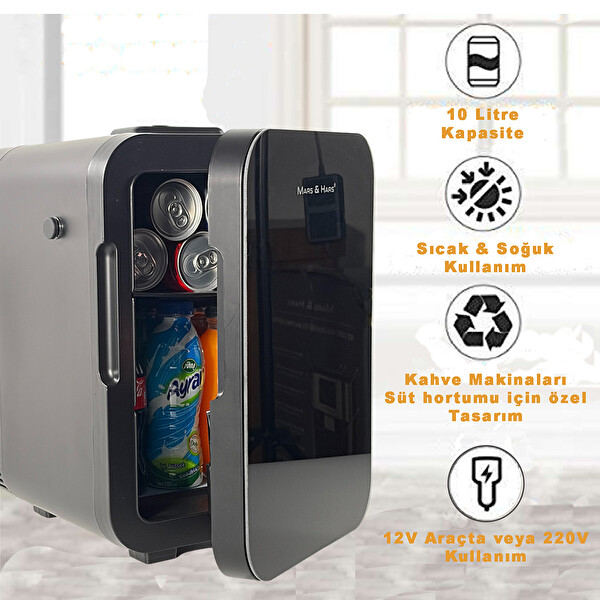Mars & Hars 10 L Soğutma ve Isıtma Özellikli 12V ve 220V Mini Buzdolabı