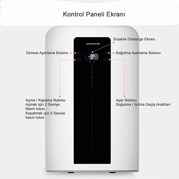 Mars & Hars 22 L Taşınabilir Soğutma Isıtma Dokunmatik 12V 220V Led Ekranlı Derece Ayarlı Buzdolabı
