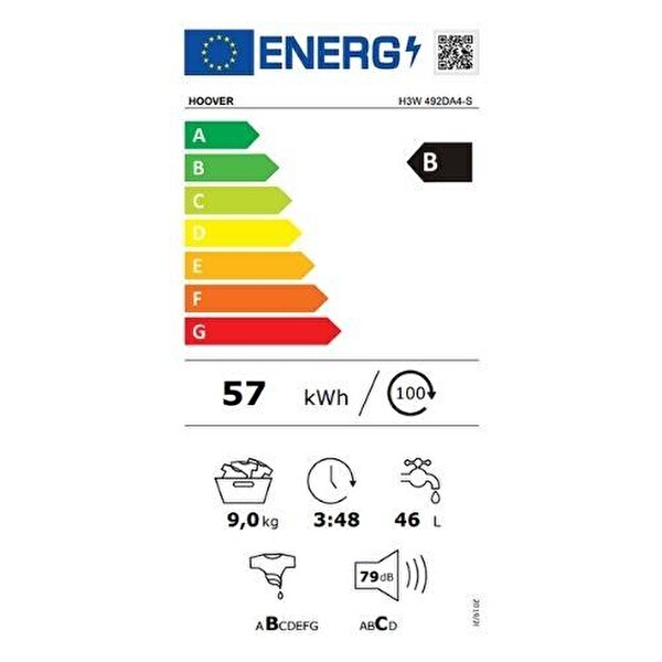 Hoover H3W 492DA4-S 9 KG 1400 Devir Çamaşır Makinesi