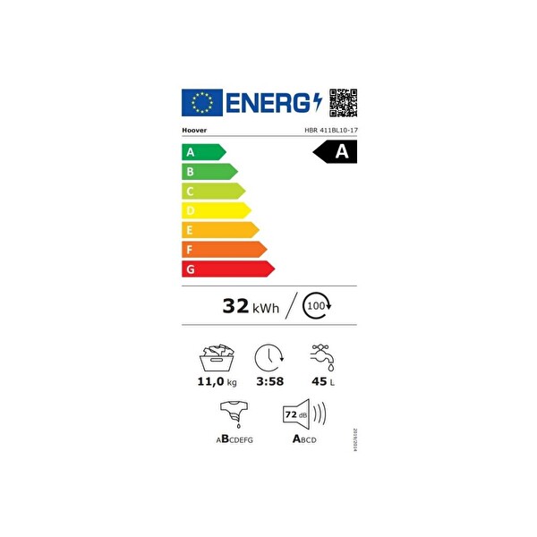 Hoover HBR 411BL10-17 11 KG Wi-Fi Bağlantılı 1400 Devir Çamaşır Makinesi