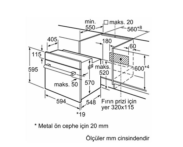 Bosch HBF512BW1T 67 L Beyaz Ankastre Fırın