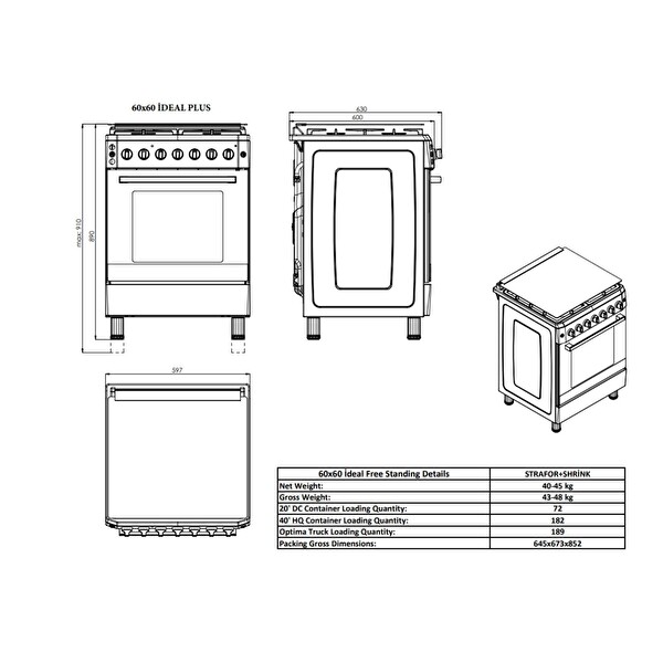 GL General GLF 6040RK 60 CM Kuzine Rustik Krem Fırın