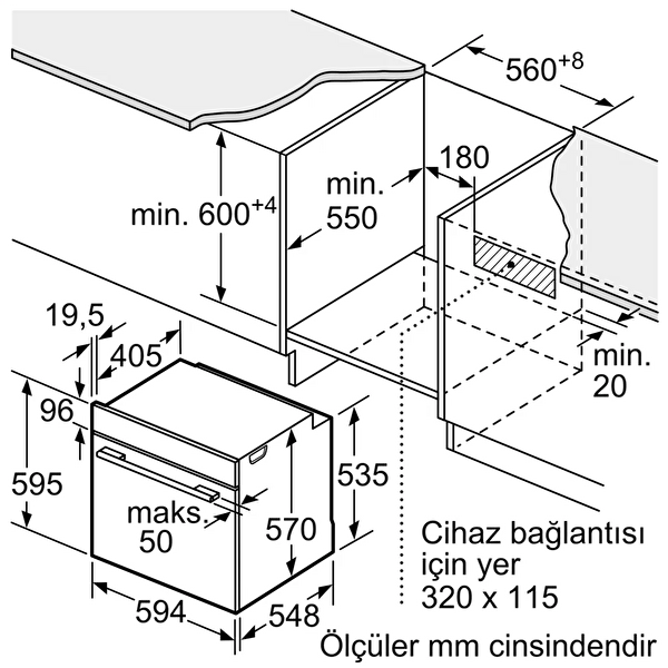 Bosch Serie 4 HUA717BR0T 76 L Ankastre Fırın