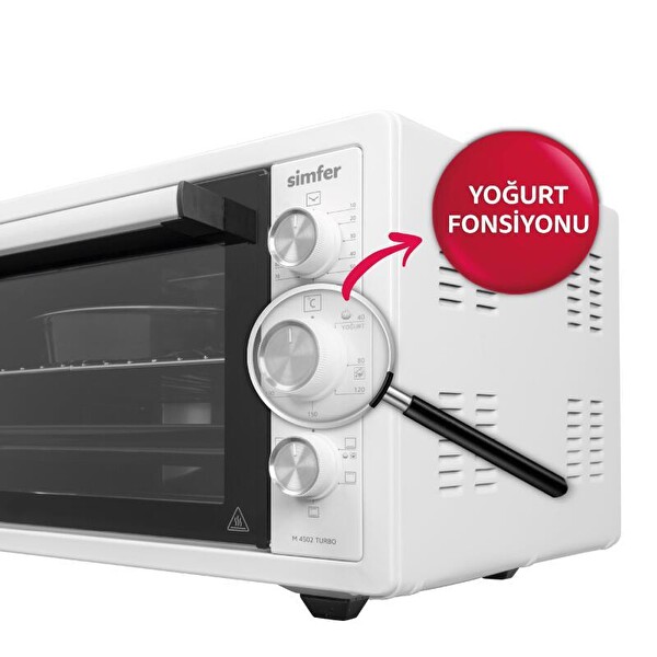 Simfer 6 Fonksiyon Yoğurt Yapma Ve Buz Çözme Özellikli 45 LT Turbo Fan Mini/Midi Fırın Beyaz (4546)