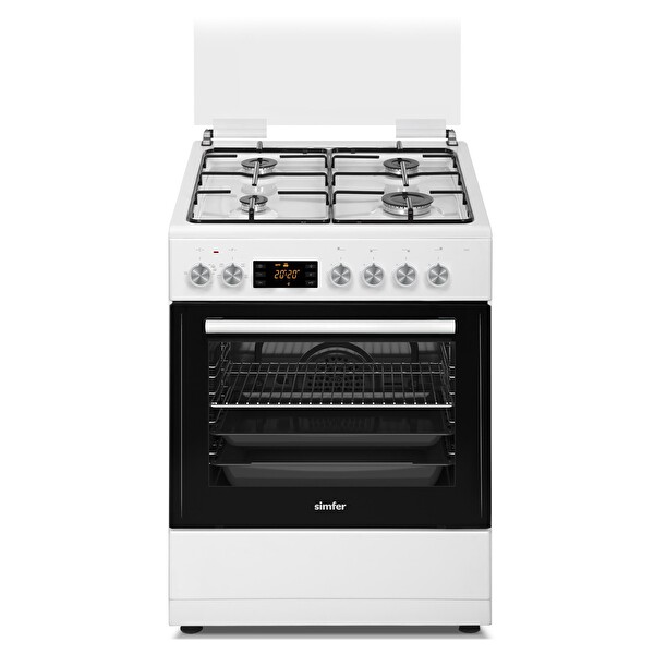 Simfer 1223 4 Gözü Gazlı Multi 60 L Turbo Fırın Beyaz
