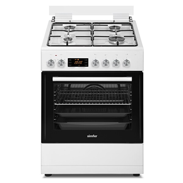 Simfer 1223 4 Gözü Gazlı Multi 60 L Turbo Fırın Beyaz