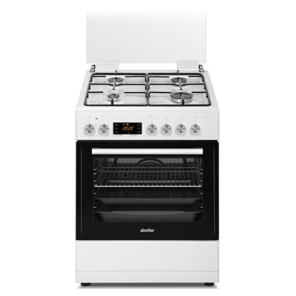 Simfer 1223 4 Gözü Gazlı Multi 60 L Turbo Fırın Beyaz