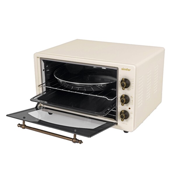 Simfer 6 Fonksiyon Yoğurt Yapma Ve Buz Çözme Özellikli 45 L Turbo Fan Mini/Midi Fırın 4295 Retro Bej