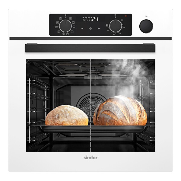 Simfer 11 Fonksiyon Steam Master Cam Dijital Saat Göstergeli Ankastre Fırın Beyaz ( SB8245 )