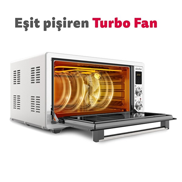 Simfer 4262 Beyaz 42 L Turbo Fan Piliç Peçirme Mini/Midi Fırın - 6 Fonksiyon Yoğurt Yapma Buz Çözme & İç Aydınlatma
