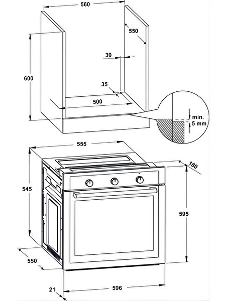 Hafele Luce 60 L Siyah Ankastre Fırın