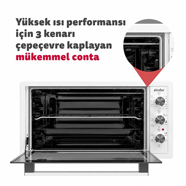Simfer 3423 Beyaz 34 L Statik 4 Fonksiyon Programlanabilir Pişirme ve Isı Kontrol Sistem Mini / Midi Fırın