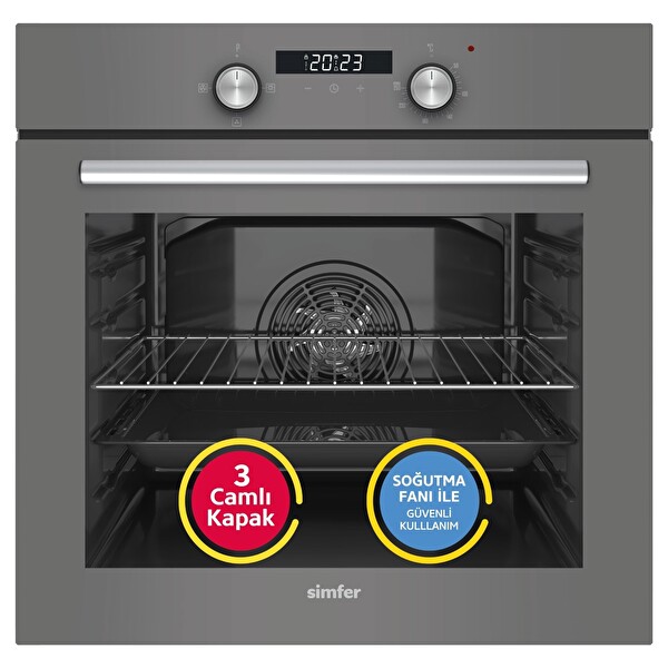 Simfer 8225 0+3 Fonksiyon Power Turbo Dijital Gri Ankastre Fırın