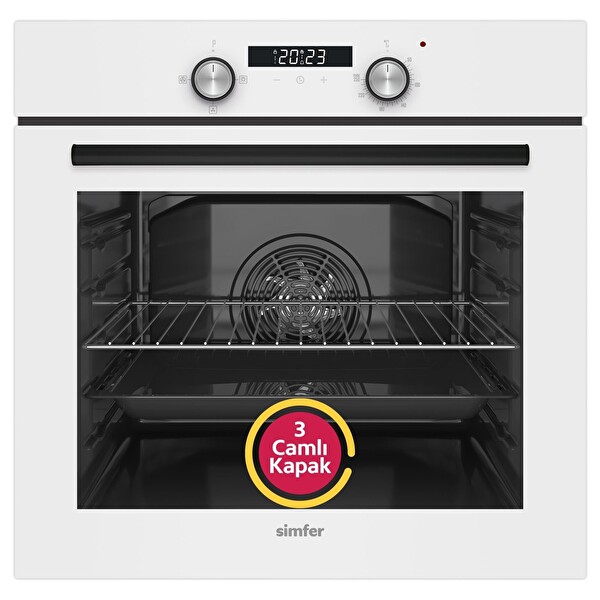 Simfer 8204 0+3 Fonksiyon Dijital Power Turbo Beyaz Cam Ankastre Fırın
