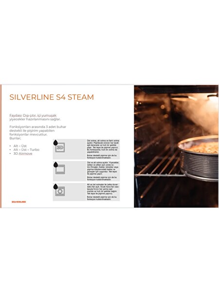 Silverline BO65P4W01 Buhar Destekli Airfryer Özellikli Ankastre Fırın Beyaz