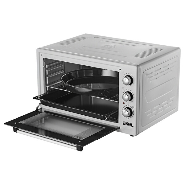 Akel AF930L 45 L Aydınlatmalı Zaman Ayarlı 2 Tepsi 1 Tel Izgara Gri Mini Fırın