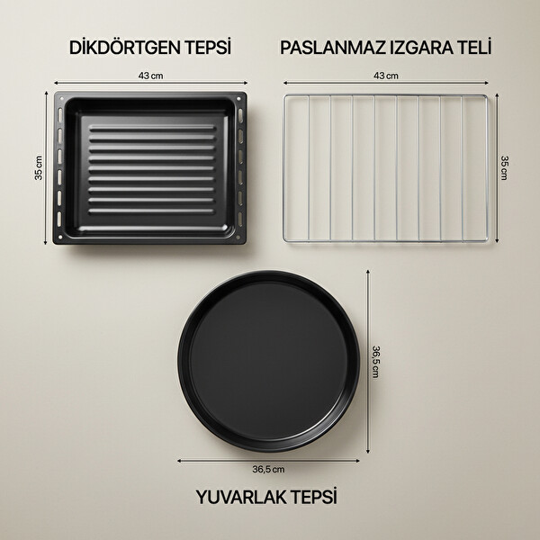 Akel AF930L 45 L Aydınlatmalı Zaman Ayarlı 2 Tepsi 1 Tel Izgara Gri Mini Fırın